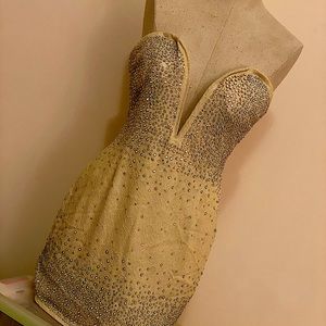 Cream and rhinestones party dress